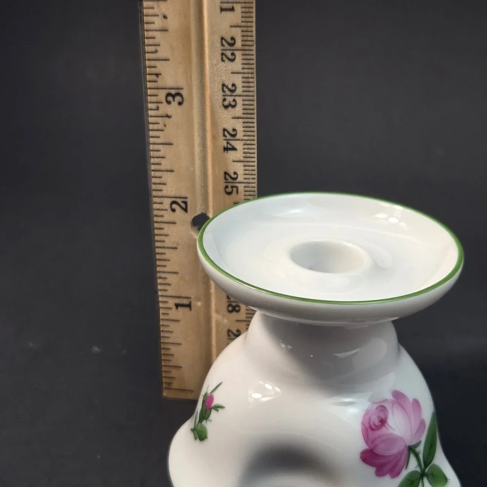 Augarten Wien Wiener Rose Candlestick Holder Vienna Porcelain 5089 Hand Painted